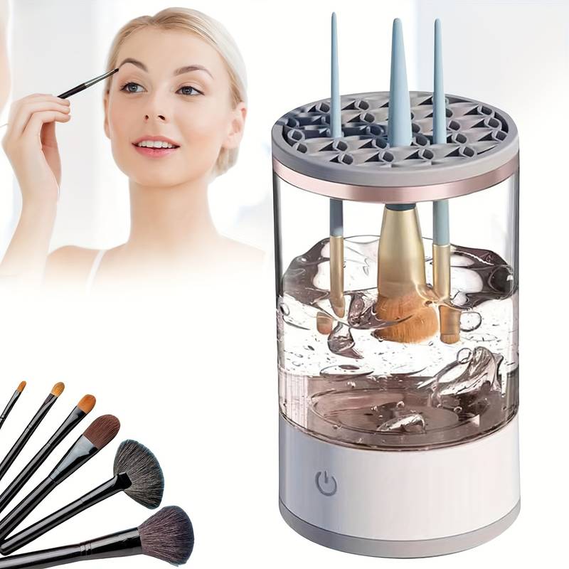 FlawlessFlow™ |USB Makeup Brush Cleaner: Bærbart 2-i-1 tørrestativ og rengøringsmiddel